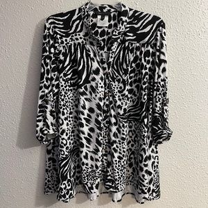 BCBGMaxAzria zebra print button down Blouse Size L